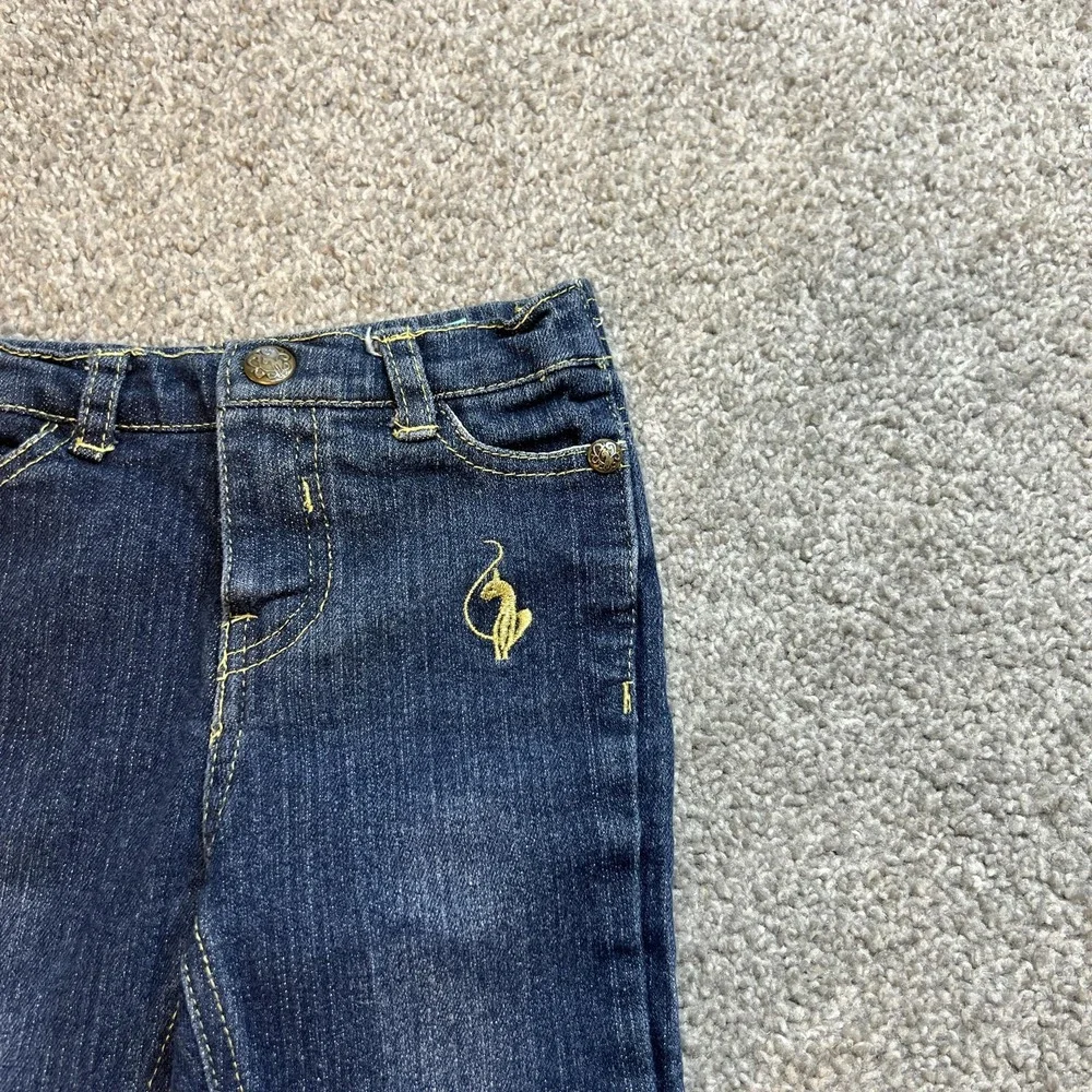 vtg y2k‎ Baby Phat Jeans Girls 12M Dark Wash Denim Pants Gold Logo Stretch